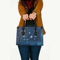 New Zealand Matariki Leather Bag Taniko Aramoana With Maori Galaxy Sky Night - Polynesian Pride