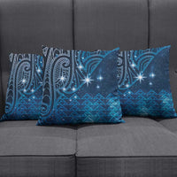 New Zealand Matariki Pillow Cover Taniko Aramoana With Maori Galaxy Sky Night - Polynesian Pride