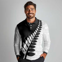 New Zealand Silver Fern Niho Taniwha Long Sleeve Polo Shirt LT9 - Polynesian Pride