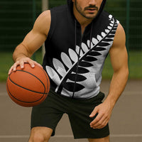 New Zealand Silver Fern Niho Taniwha Sleeveless Zip Hoodie LT9 - Polynesian Pride