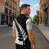 New Zealand Silver Fern Niho Taniwha Zipper Polo Shirt - Polynesian Pride