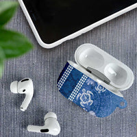 Blue Hibiscus Turle AirPods Case Hawaiian Style Tribal Tapa Pattern LT9 - Polynesian Pride