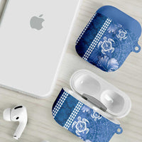 Blue Hibiscus Turle AirPods Case Hawaiian Style Tribal Tapa Pattern LT9 - Polynesian Pride