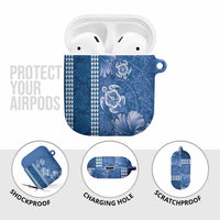 Blue Hibiscus Turle AirPods Case Hawaiian Style Tribal Tapa Pattern LT9 - Polynesian Pride