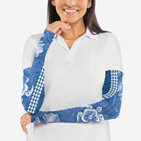 Blue Hibiscus Turle Arm Sleeves Hawaiian Style Tribal Tapa Pattern - Polynesian Pride