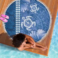 Blue Hibiscus Turle Beach Blanket Hawaiian Style Tribal Tapa Pattern LT9 - Polynesian Pride