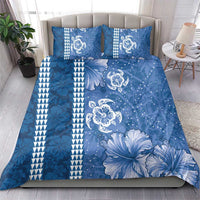 Blue Hibiscus Turle Bedding Set Hawaiian Style Tribal Tapa Pattern