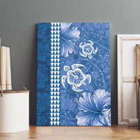 Blue Hibiscus Turle Canvas Wall Art Hawaiian Style Tribal Tapa Pattern LT9 - Polynesian Pride