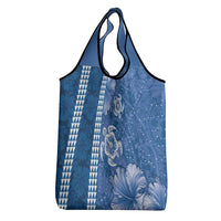 Blue Hibiscus Turle Grocery Bag Hawaiian Style Tribal Tapa Pattern LT9 - Polynesian Pride