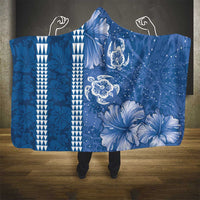 Blue Hibiscus Turle Hooded Blanket Hawaiian Style Tribal Tapa Pattern LT9 - Polynesian Pride