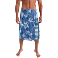 Blue Hibiscus Turle Lavalava Hawaiian Style Tribal Tapa Pattern