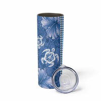 Blue Hibiscus Turle Skinny Tumbler Hawaiian Style Tribal Tapa Pattern