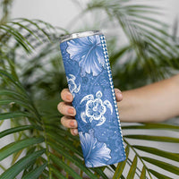 Blue Hibiscus Turle Skinny Tumbler Hawaiian Style Tribal Tapa Pattern