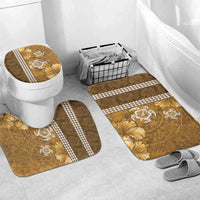 Gold Hibiscus Turle Bathroom Set Hawaiian Style Tribal Tapa Pattern - Polynesian Pride