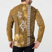 Gold Hibiscus Turle Button Sweatshirt Hawaiian Style Tribal Tapa Pattern LT9 - Polynesian Pride