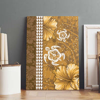 Gold Hibiscus Turle Canvas Wall Art Hawaiian Style Tribal Tapa Pattern LT9 - Polynesian Pride