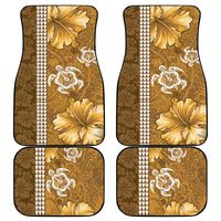 Gold Hibiscus Turle Car Mats Hawaiian Style Tribal Tapa Pattern