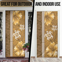 Gold Hibiscus Turle Door Cover Hawaiian Style Tribal Tapa Pattern - Polynesian Pride