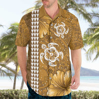 Gold Hibiscus Turle Hawaiian Shirt Hawaiian Style Tribal Tapa Pattern LT9 - Polynesian Pride