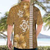 Gold Hibiscus Turle Hawaiian Shirt Hawaiian Style Tribal Tapa Pattern LT9 - Polynesian Pride