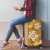 Gold Hibiscus Turle Luggage Cover Hawaiian Style Tribal Tapa Pattern