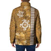 Gold Hibiscus Turle Padded Jacket Hawaiian Style Tribal Tapa Pattern - Polynesian Pride