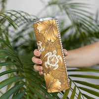 Gold Hibiscus Turle Skinny Tumbler Hawaiian Style Tribal Tapa Pattern
