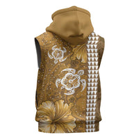 Gold Hibiscus Turle Sleeveless Zip Hoodie Hawaiian Style Tribal Tapa Pattern LT9 - Polynesian Pride