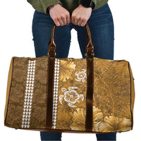 Gold Hibiscus Turle Travel Bag Hawaiian Style Tribal Tapa Pattern - Polynesian Pride