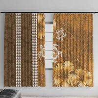Gold Hibiscus Turle Window Curtain Hawaiian Style Tribal Tapa Pattern LT9 With Hooks Gold - Polynesian Pride