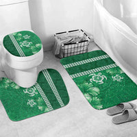 Green Hibiscus Turle Bathroom Set Hawaiian Style Tribal Tapa Pattern - Polynesian Pride
