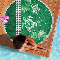 Green Hibiscus Turle Beach Blanket Hawaiian Style Tribal Tapa Pattern LT9 - Polynesian Pride