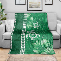 Green Hibiscus Turle Blanket Hawaiian Style Tribal Tapa Pattern LT9 - Polynesian Pride