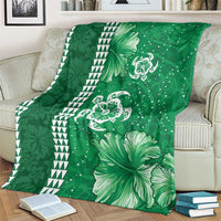 Green Hibiscus Turle Blanket Hawaiian Style Tribal Tapa Pattern LT9 - Polynesian Pride