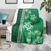 Green Hibiscus Turle Blanket Hawaiian Style Tribal Tapa Pattern LT9 - Polynesian Pride