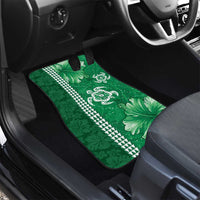 Green Hibiscus Turle Car Mats Hawaiian Style Tribal Tapa Pattern