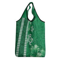 Green Hibiscus Turle Grocery Bag Hawaiian Style Tribal Tapa Pattern LT9 - Polynesian Pride