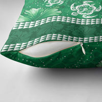 Green Hibiscus Turle Pillow Cover Hawaiian Style Tribal Tapa Pattern - Polynesian Pride
