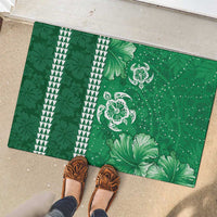 Green Hibiscus Turle Rubber Doormat Hawaiian Style Tribal Tapa Pattern LT9 - Polynesian Pride
