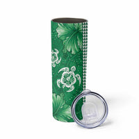 Green Hibiscus Turle Skinny Tumbler Hawaiian Style Tribal Tapa Pattern