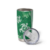 Green Hibiscus Turle Tumbler Cup Hawaiian Style Tribal Tapa Pattern