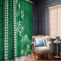 Green Hibiscus Turle Window Curtain Hawaiian Style Tribal Tapa Pattern LT9 - Polynesian Pride