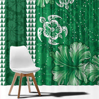 Green Hibiscus Turle Window Curtain Hawaiian Style Tribal Tapa Pattern LT9 - Polynesian Pride