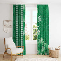 Green Hibiscus Turle Window Curtain Hawaiian Style Tribal Tapa Pattern LT9 - Polynesian Pride