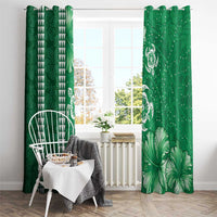 Green Hibiscus Turle Window Curtain Hawaiian Style Tribal Tapa Pattern LT9 - Polynesian Pride