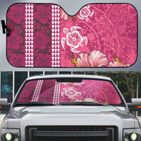 Pink Hibiscus Turle Auto Sun Shade Hawaiian Style Tribal Tapa Pattern - Polynesian Pride