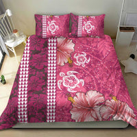 Pink Hibiscus Turle Bedding Set Hawaiian Style Tribal Tapa Pattern