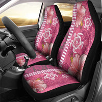 Pink Hibiscus Turle Car Seat Cover Hawaiian Style Tribal Tapa Pattern