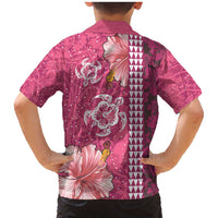 Pink Hibiscus Turle Family Matching Mermaid Dress and Hawaiian Shirt Hawaiian Style Tribal Tapa Pattern