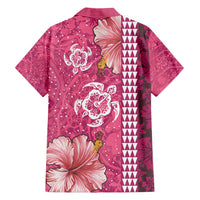 Pink Hibiscus Turle Family Matching Puletasi and Hawaiian Shirt Hawaiian Style Tribal Tapa Pattern